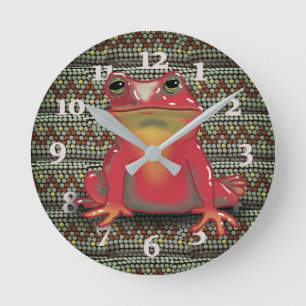 RED FROG NUMBERED ROUND CLOCK