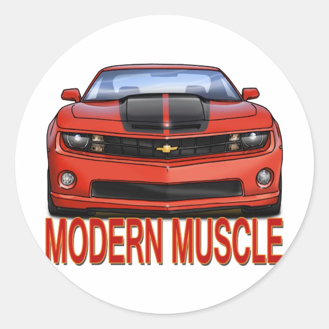 RED_FRONT_CAMARO.png Classic Round Sticker (Front)