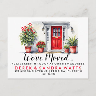 red front door Change of address we've moved house Announcement Postcard