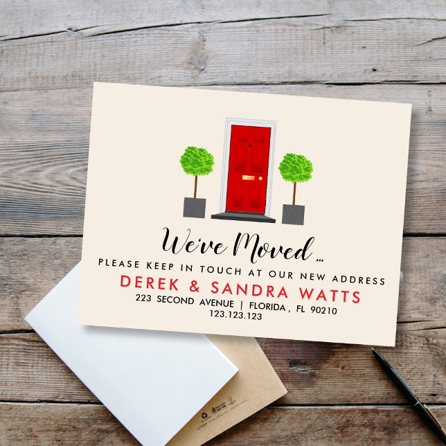 red front door Change of address we've moved house Announcement Postcard (Creator Uploaded)