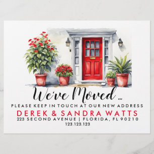 red front door Change of address we've moved house Flyer