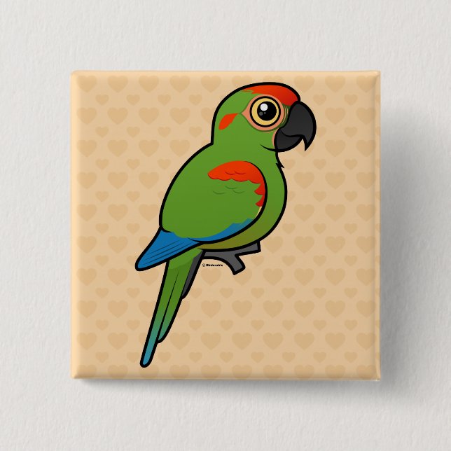 Red-fronted Macaw 15 Cm Square Badge (Front)