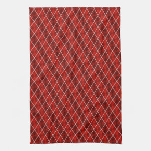 Red Frosted Argyle Tea Towel