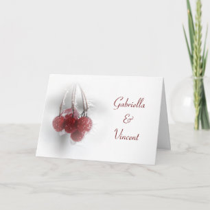 Red Frosty Berries Winter Wedding Invitation