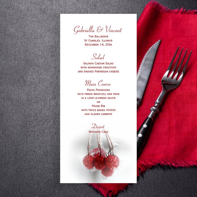 Red Frosty Berries Winter Wedding Menu (Creator Uploaded)