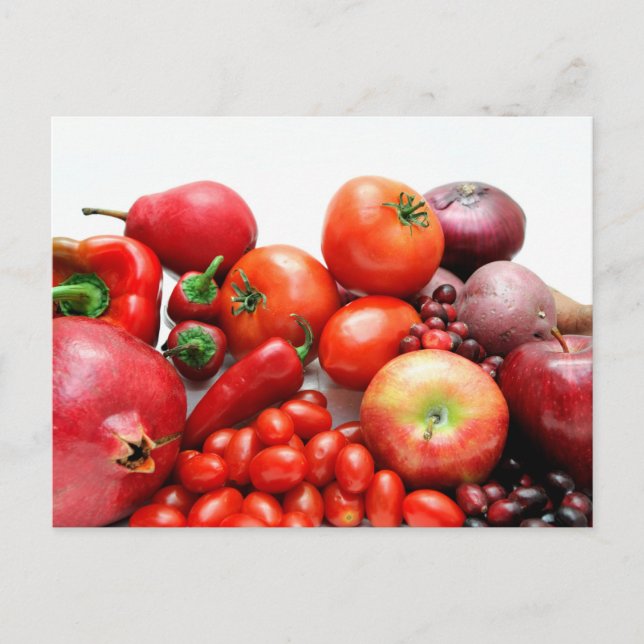 Red Fruit And Vegetables Postcard (Front)