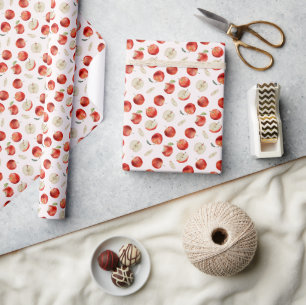 Red Fruit Apples Pattern Wrapping Paper