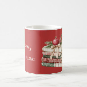 Red Fruit Pomegranate Books Christmas Coffee Mug