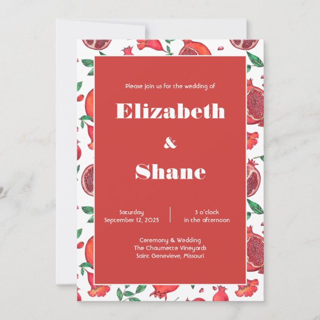 Red Fruit Rustic Destination Wedding Invitation (Front)