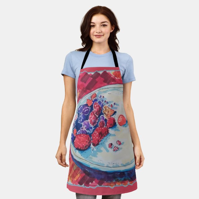 Red Fruits Bowl Apron (Worn)