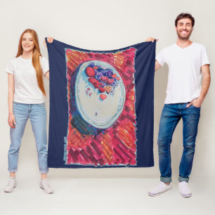Red Fruits Bowl Fleece Blanket