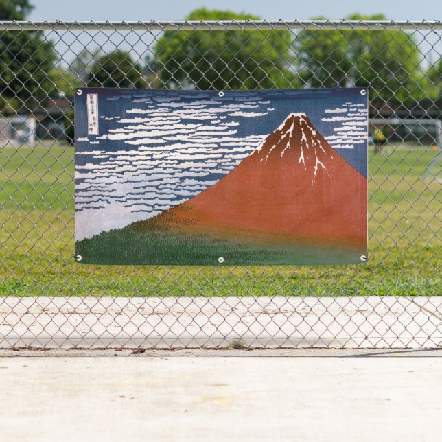 Red Fuji, Aka Fujiyama Volcano Katsushika Hokusai Banner (Insitu)