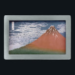 Red Fuji, Aka Fujiyama Volcano Katsushika Hokusai Belt Buckle<br><div class="desc">The scene captured in the Japanese woodblock print, "Fine Wind, Clear Morning" (also known as "Red Fuji" or "Aka Fuji"), is a breathtaking display of Mount Fuji bathed in the vibrant hues of sunrise. This artwork is part of Katsushika Hokusai's famed series, "Thirty-six Views of Mount Fuji, " created between...</div>