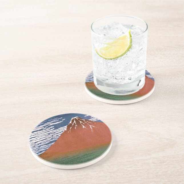 Red Fuji, Aka Fujiyama Volcano Katsushika Hokusai Coaster (Side)