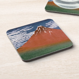 Red Fuji, Aka Fujiyama Volcano Katsushika Hokusai Coaster