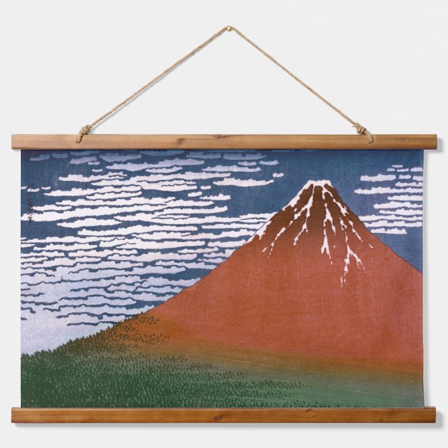 Red Fuji, Aka Fujiyama Volcano Katsushika Hokusai Hanging Tapestry (Front)