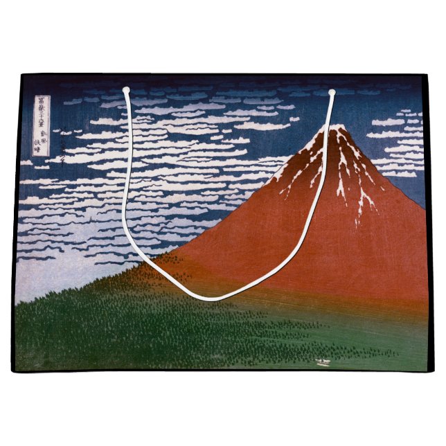Red Fuji, Aka Fujiyama Volcano Katsushika Hokusai Large Gift Bag (Front)