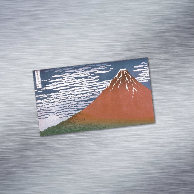 Red Fuji, Aka Fujiyama Volcano Katsushika Hokusai Magnetic Business Card (In Situ)