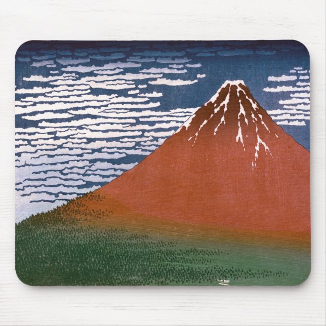 Red Fuji, Aka Fujiyama Volcano Katsushika Hokusai Mouse Mat (Front)
