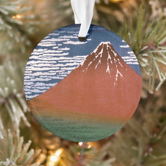 Red Fuji, Aka Fujiyama Volcano Katsushika Hokusai Ornament (Tree)
