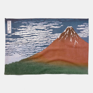Red Fuji, Aka Fujiyama Volcano Katsushika Hokusai Tea Towel