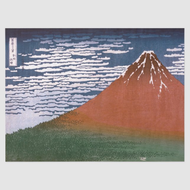 Red Fuji, Aka Fujiyama Volcano Katsushika Hokusai Tissue Paper (Front)