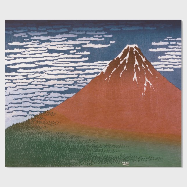 Red Fuji, Aka Fujiyama Volcano Katsushika Hokusai Wrapping Paper (Flat)