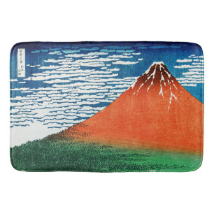 Red Fuji drawing Kanagawa Hokusai Bath Mat