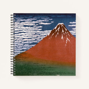 Red Fuji "Fujiyama" Volcano in Japanese Woodcut Notebook