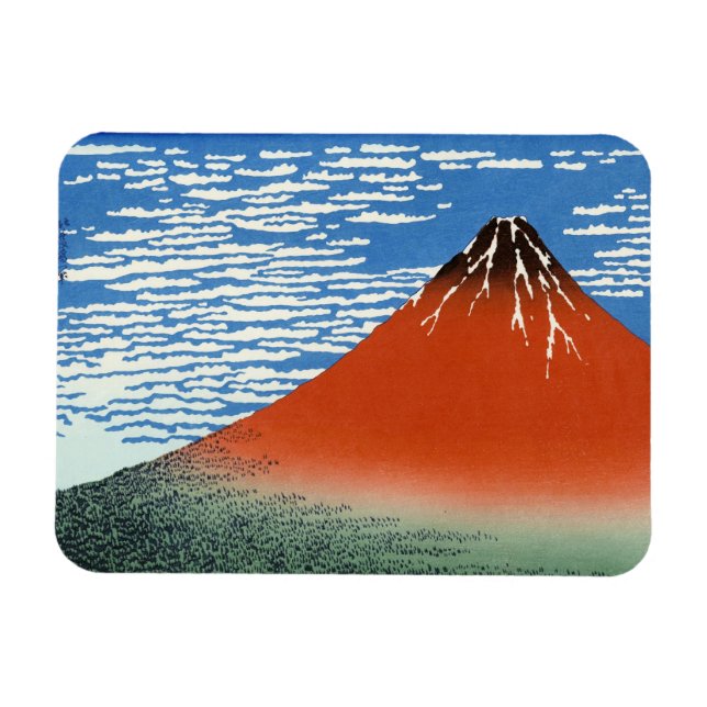 Red Fuji southern wind clear morning Magnet (Horizontal)