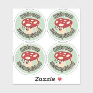 Red Fun Mushroom Grad- Pack of 4 Sticker