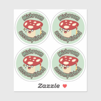 Red Fun Mushroom Grad- Pack of 4 Sticker