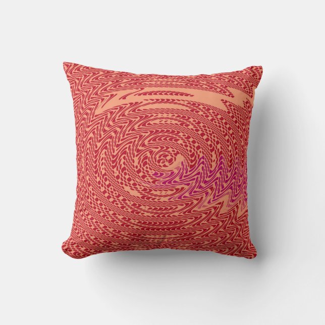 Red Funky Wave Retro Art Design Abstract Pillow (Front)