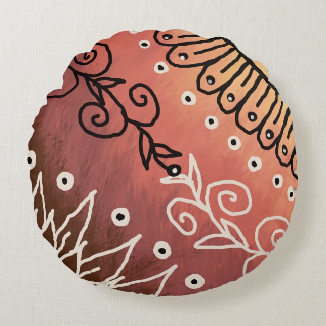 Red Funny Art Pattern Round Cushion (Front)