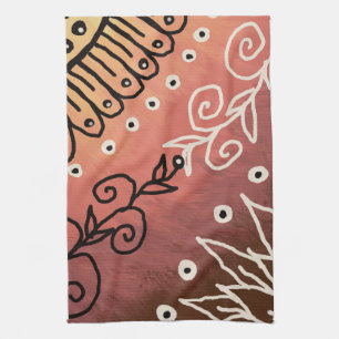 Red Funny Art Pattern Tea Towel