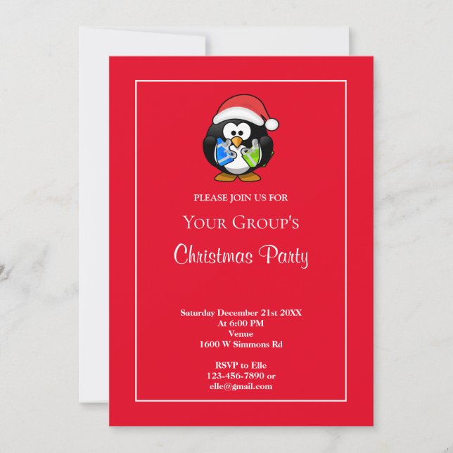 Red Funny Christmas Party Invitation (Front)