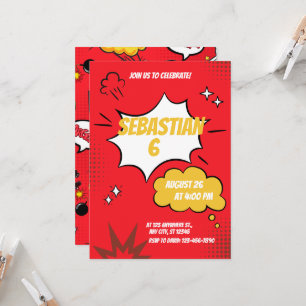 Red Funny Comic Book Style Invitation