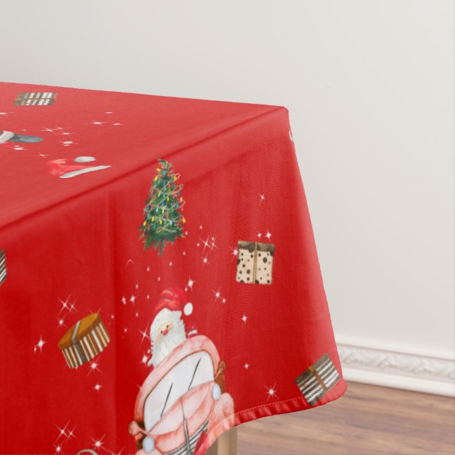 Red funny Happy Santa Christmas gift for wife Tablecloth (In Situ)