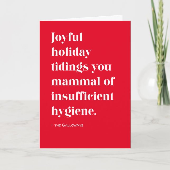 Red Funny Joyful Tidings Christmas Holiday (Front)