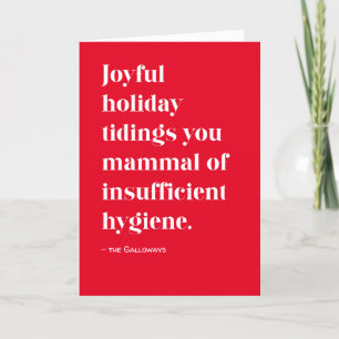 Red Funny Joyful Tidings Christmas Holiday Card