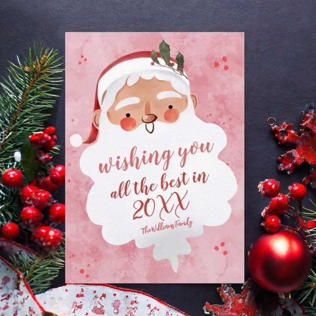 Red funny santa merry christmas Flat Holiday Card (Creator Uploaded)