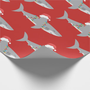Red Funny Shark Christmas Wrapping Paper