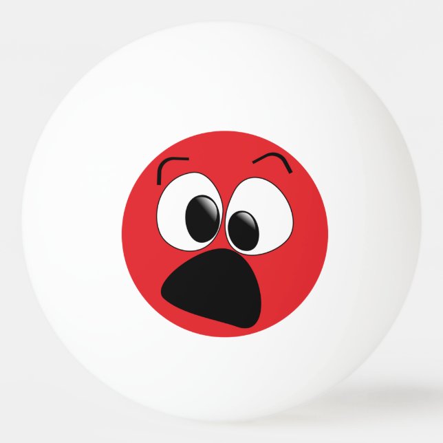 Red Funny Silly Face Ping Pong Ball (Front)
