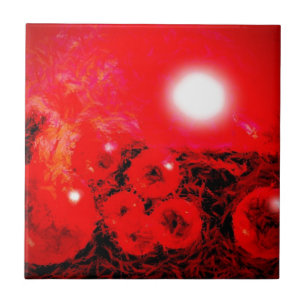 Red Futuristic Abstract Ceramic Tile