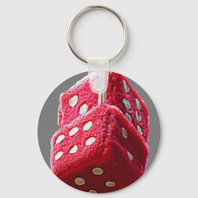 Red Fuzzy Dice Key Ring (Front)