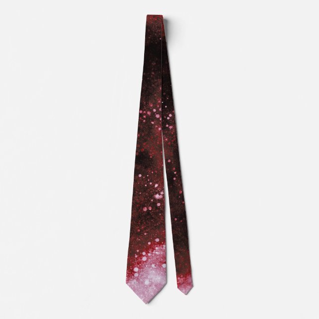 Red Galaxy Sparkles Abstract Tie (Front)