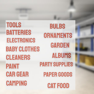 Red Garage Organising Customisable  Vinyl Stickers