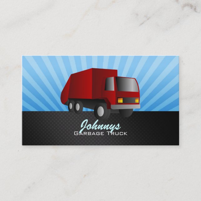 Red Garbage Truck Business Cards (Front)