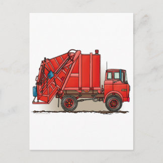 Red Garbage Truck Postcard