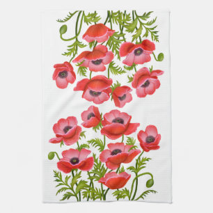 Red Garden Poppy Flowers American MoJo Kitchen Tow Tea Towel